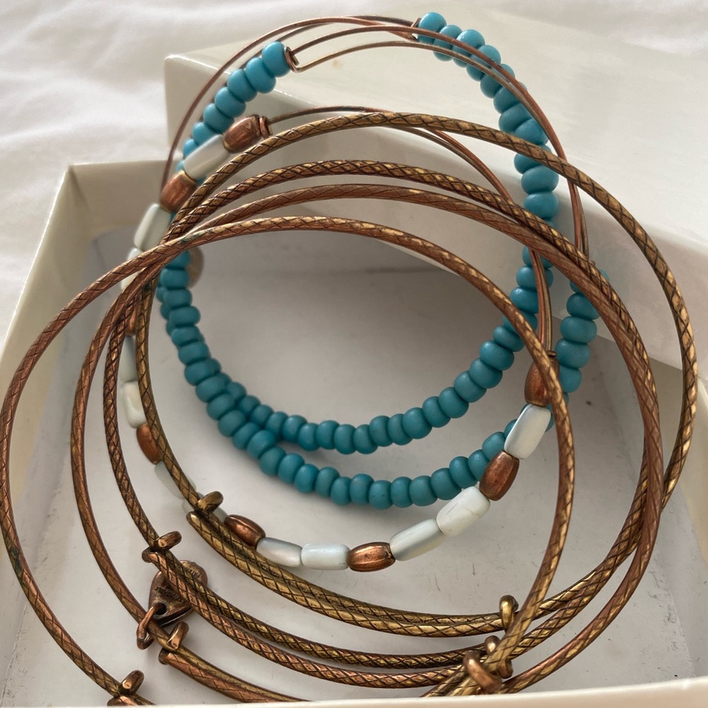 Alex and Ani Expandable Wire Bracelets (set of 7)